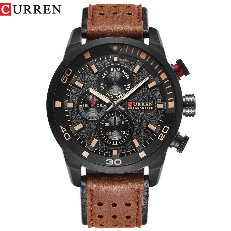 Montre-bracelet CURREN 8250 pour homme, étanche, décontractée, à trois aiguilles, avec bracelet en cuir respirant, style professionnel