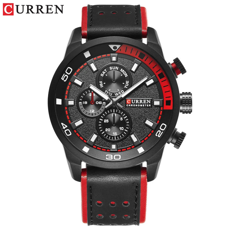 Montre-bracelet CURREN 8250 pour homme, étanche, décontractée, à trois aiguilles, avec bracelet en cuir respirant, style professionnel