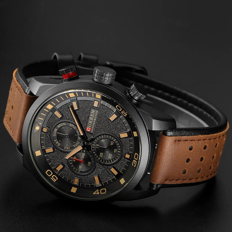 Montre-bracelet CURREN 8250 pour homme, étanche, décontractée, à trois aiguilles, avec bracelet en cuir respirant, style professionnel
