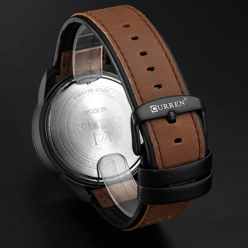 Montre-bracelet CURREN 8250 pour homme, étanche, décontractée, à trois aiguilles, avec bracelet en cuir respirant, style professionnel